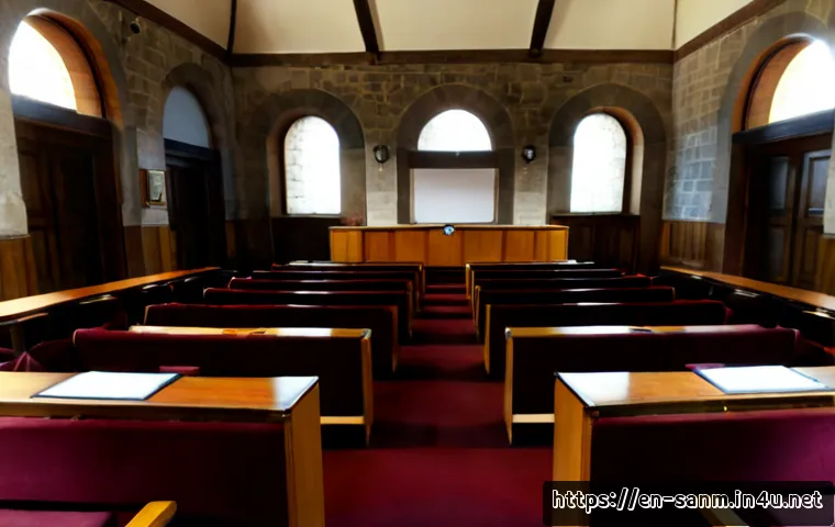 산마리노 대평의회 구조 - Photorealistic wide-angle interior of a small European parliamentary chamber in San Marino, semicirc...